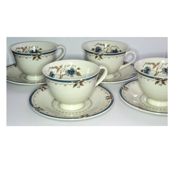 Royal Doulton Cup And Saucer Old Colony Set Of 4 Dining Tea Coffee From England - Picture 1 of 5
